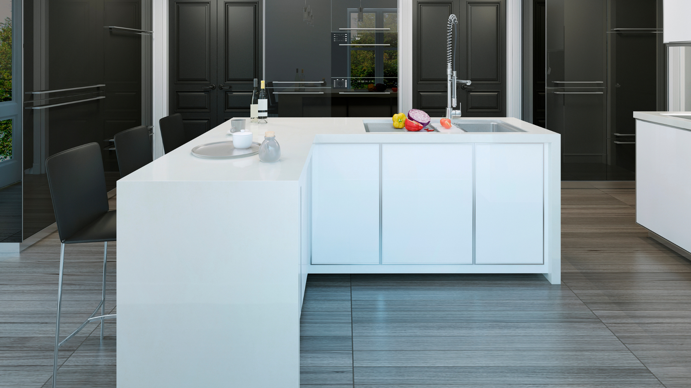 L-shaped kitchen island design