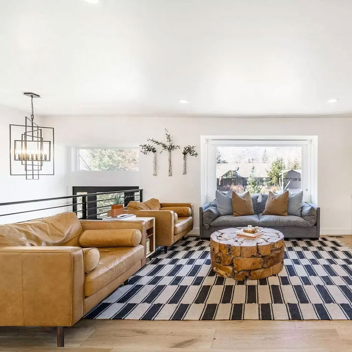 Modern White Living room remodel in Park City UT